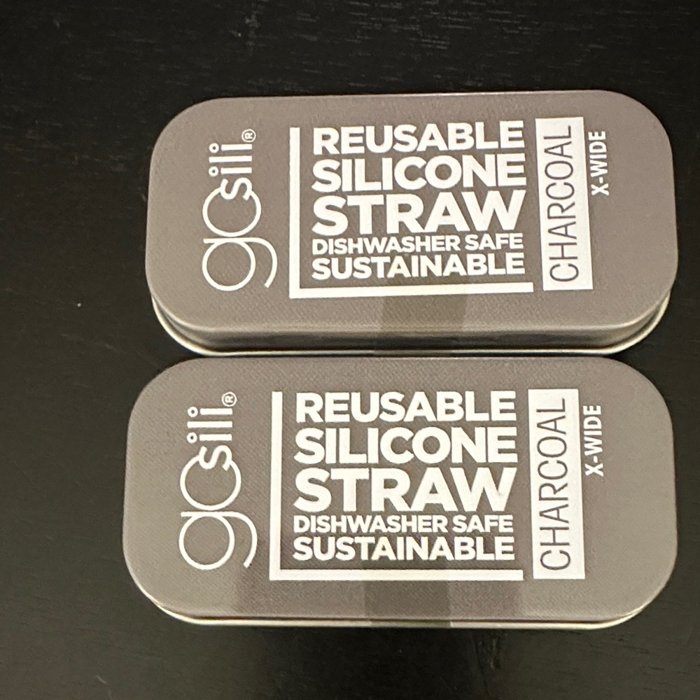 2 GoSili Reusable Silicone Straw - Charcoal Xwide